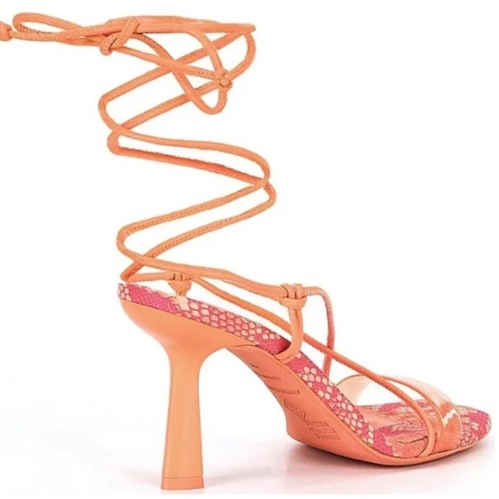 ✅Antonio Melani Barden Lace-Up Dress Sandals in Citrus Peach - Picture 2 of 3